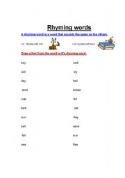 English worksheet: Rhyming words