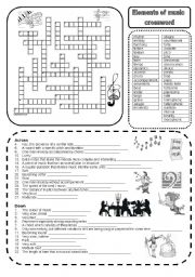 Elements of music crossword