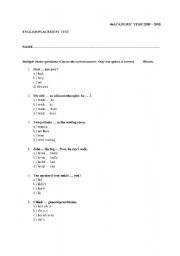 English Worksheet: Medical English Placement Test