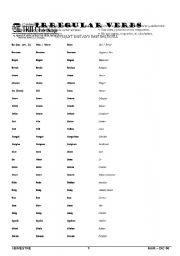 English Worksheet: irregular verbs