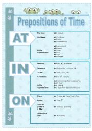 English Worksheet: Prepositions of time