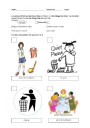 English Worksheet: school rule