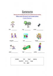 English worksheet: Synonyms