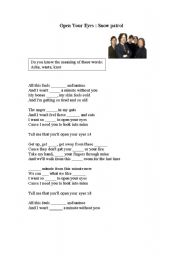 English worksheet: Open your eyes (snow patrol)