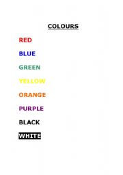 English Worksheet: Colours