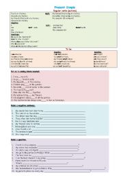 English worksheet: Present Simple - Regular Verbs vs To Be