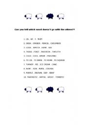 English worksheet: ODD OUT !