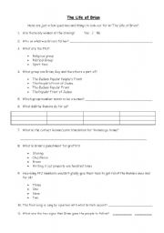 English Worksheet: Life of Brian Worksheet