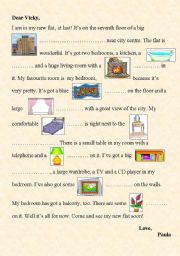 English Worksheet: Letter to friend - furniture