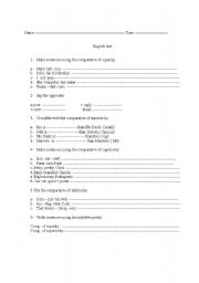 English Worksheet: comparative degree