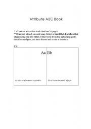 English worksheet: Attribute ABC book