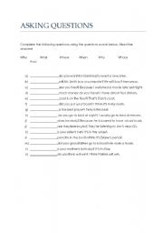 English worksheet: Asking questions