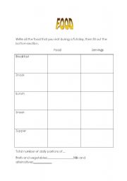 English worksheet: Food