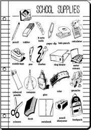 English Worksheet: School Supplies