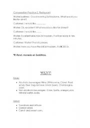 English Worksheet: Role play in a restaurant  in South Africa/Song Lyric