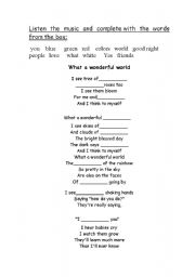 English worksheet: What a wonderful world