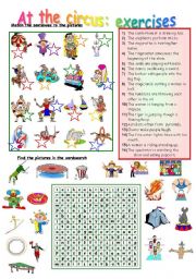 English Worksheet: AT THE CIRCUS EXERCISES