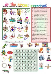 English Worksheet: AT THE CIRCUS EXERCISES