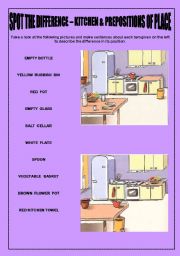 English Worksheet: SPOT THE DIFFERENCE - PREPOSITIONS OF PLACE