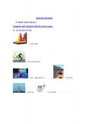 English Worksheet: Use of Can and weather Revisions