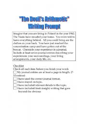 English worksheet: The Devils Arithmetic -- Writing Prompt