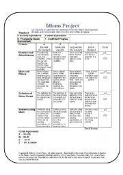 English Worksheet: Idioms Project