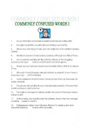 English Worksheet: Commonly Confused Words I