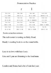 English worksheet: R - L Pronunciation Practice