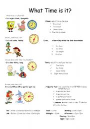 English Worksheet: What Time is It?