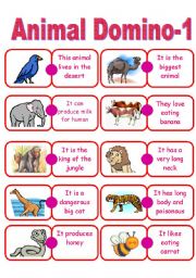 English Worksheet: Animal Domino