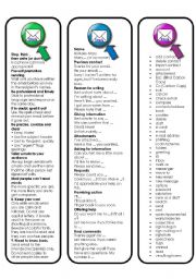 English Worksheet: Email English Bookmarks (5 pages including 2 activities and website links for other excercises)
