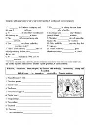 English Worksheet: Past of be