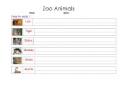 English worksheet: Animals