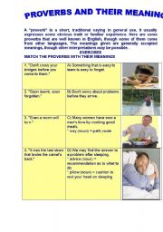 English Worksheet: Proverbs and their meaning
