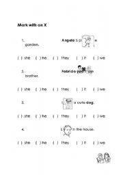 English worksheet: Practice Worksheet For Pronouns