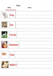 English worksheet: Pets