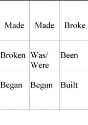English worksheet: Memory Game Past and Past Paticiple