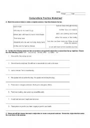 English Worksheet: Conjunction