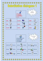 English Worksheet: Substitution Dialogue 1