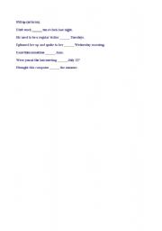 English Worksheet: Prepositons
