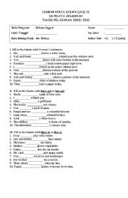 English Worksheet: Test 1 for 4th grade elementary school