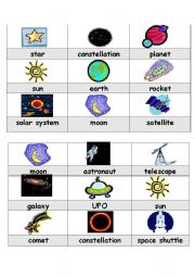 English Worksheet: Space Bingo Cards (5 of 6)