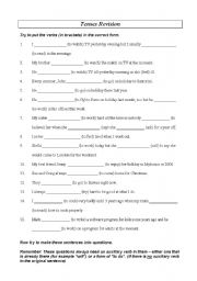 English Worksheet: Tenses Revision