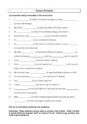 English Worksheet: Tenses Revision