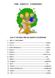 English Worksheet: The family Simpsons ( family tree )