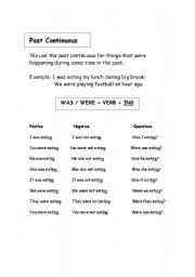 English worksheet: Past Continuous