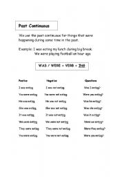 English Worksheet: Past Continuous