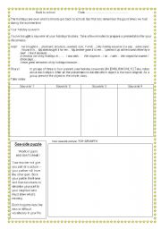 English Worksheet: Back to school - your holiday souvenirs