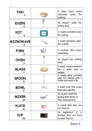 English Worksheet: Matching cooking tools