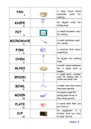 English worksheet: Matching cooking tools